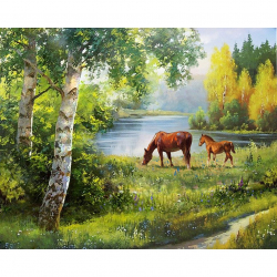 Алмазная мозаика Ah5341 Русское поле 40х50