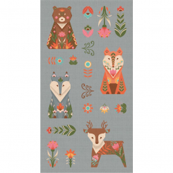 Ткань для пэчворка PEPPY Лесные Жители 146 г/м? 100% хлопок цв.ЛЖ-03 панель серый уп.60х110 см