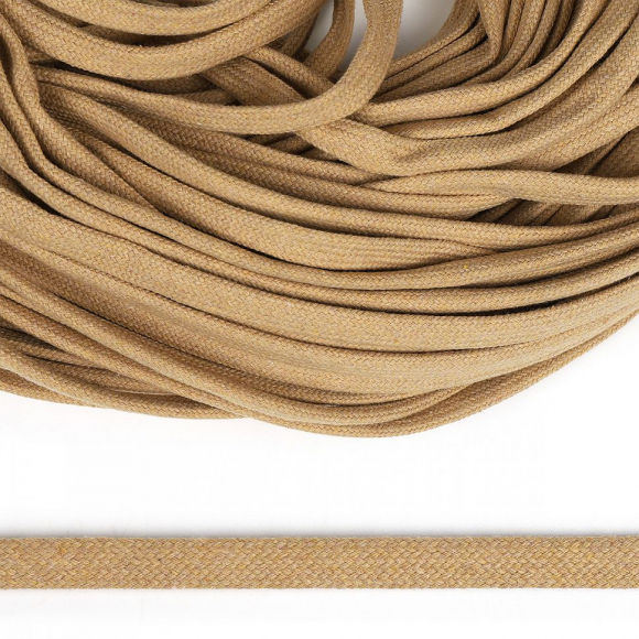 Шнур плоский х/б 12мм классическое плетение TW цв.004 бежевый уп.50м Шнур плоский х/б 12мм классическое плетение TW цв.004 бежевый уп.50м