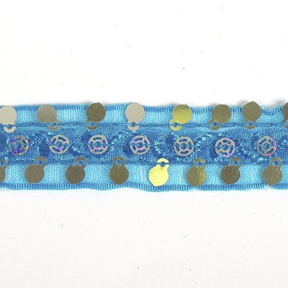 Тесьма с пайетками TBY арт.TH249 шир.20мм цв.047 голубой уп.18,28м