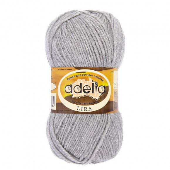Пряжа ADELIA LIRA (100% акрил) 10х50г/200м цв.18 св.серый меланж