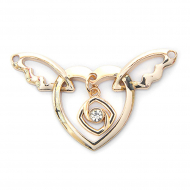 Украшение пришивное металл Сердце с крыльями арт.UF.317 65х40мм цв.золото уп.10шт