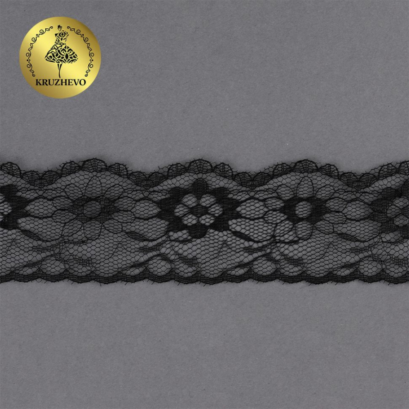 Кружево-трикотаж KRUZHEVO арт.TBY 1664 шир.40мм цв.10 черный, уп.27,4м