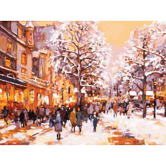 Картины по номерам Белоснежка арт.БЛ.226-AS Зимний вечер на бульваре 30х40 см