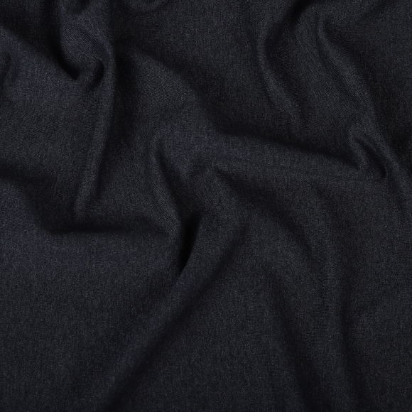 Ткань трикотаж Футер 2х нитка петля с лайкрой 230г пенье 180см т.синий меланж уп.6м