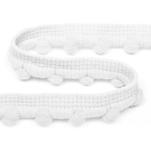 Тесьма с помпонами арт.TBY-PP07 шир.15мм цв.F101 белый уп.8.23м Тесьма с помпонами арт.TBY-PP07 шир.15мм цв.F101 белый уп.8.23м