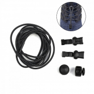 Шнурки эластичные с фиксатором  TBY.RR196 3мм цв. 196 черный 5 пар