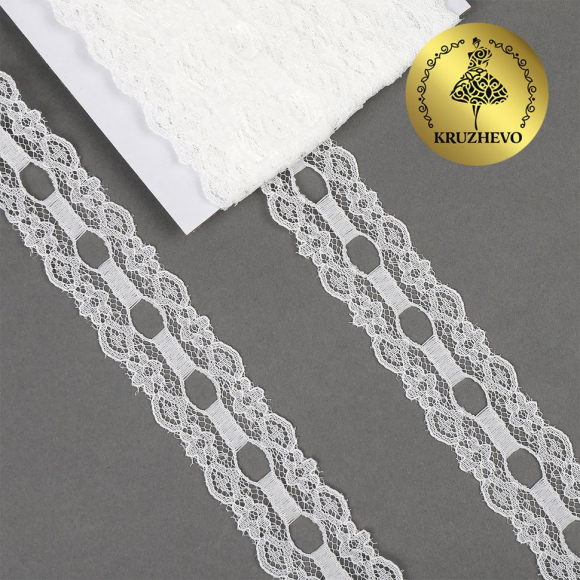 Кружево-трикотаж KRUZHEVO арт.TBY 1671 шир.25мм цв.02 молочный уп.9,14м Кружево-трикотаж KRUZHEVO арт.TBY 1671 шир.25мм цв.02 молочный уп.9,14м
