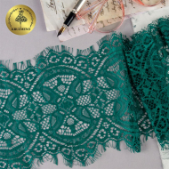 Кружево реснички KRUZHEVO арт.TBY 90003 шир.160мм цв.168 изумрудный уп.30м (по 3м)