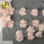 Кружево 3D арт.TBY.1312 Цветы цв.03 белый+св.розовый, уп.9,14м