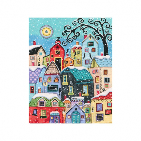 Набор для вышивания РТО арт.M654 Тихо падает на крыши снег 27,5х35 см