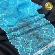 Кружево-стрейч KRUZHEVO арт.TBY.8034 шир.195мм цв.A2201 яркая бирюза уп.3м
