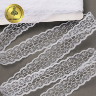 Кружево-трикотаж KRUZHEVO арт.TBY 1670 шир.28мм цв.01 белый, уп.27,4м