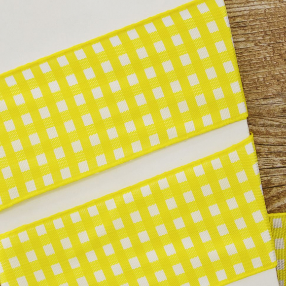 23992_Лента с рисунком клетка SAFISA, 40 мм, 25 м, цвет 22, желтый