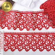 Кружево гипюр KRUZHEVO арт.TR.8G8386 шир.80мм цв.02 красный уп.9м