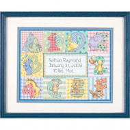 Набор для вышивания DIMENSIONS арт.DMS-73472 Алфавит зоопарк. Запись о рождении 30х23 см