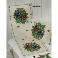 Набор для вышивания PERMIN арт.68-5159 Дорожка Анютины глазки 37х97 см