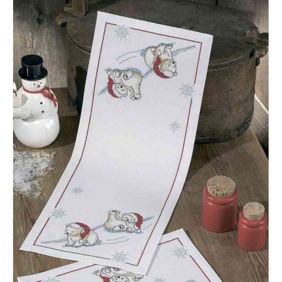 Набор для вышивания PERMIN арт.63-5642 Дорожка Белые медведи 24х62 см