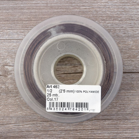 Шнур атласный SAFISA 2 мм, 25 м, цвет 17, коричневый темный