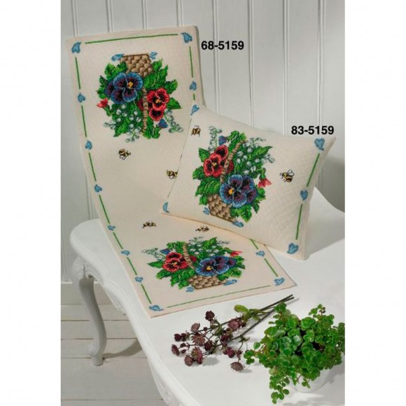 Набор для вышивания PERMIN арт.83-5159 Подушка Анютины глазки 42х31 см