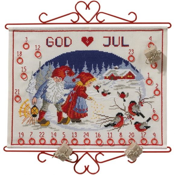 Набор для вышивания PERMIN арт.34-7807 Календарь Рождественский календарь 40х30 см