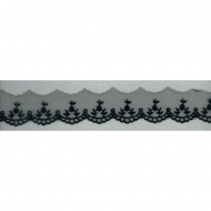 93223_Вышивка на тюле, 30 мм, цвет черный