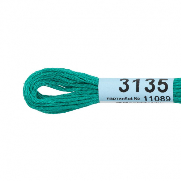 Нитки для вышивания Gamma мулине (3071-3172) 100% хлопок 24 x 8 м цв.3135 зеленый