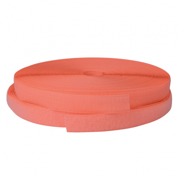Лента липучка TBY пришивная кач.B шир.25мм цв.F335 розовый неон уп.25м (пара)