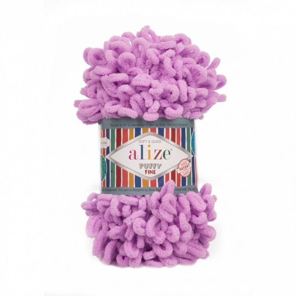Пряжа для вязания Ализе Puffy Fine (100% микрополиэстер) 5х100г/14м цв.378 орхидея