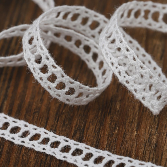 Тесьма вязаная 10мм TBY-6352.02 цв.белый уп.9,14м