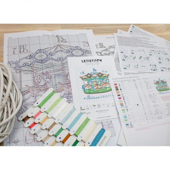 Набор для вышивания LETI арт. L8047 Детская карусель 16,5х15,5 см