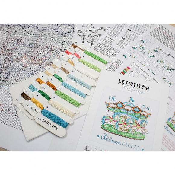 Набор для вышивания LETI арт. L8047 Детская карусель 16,5х15,5 см