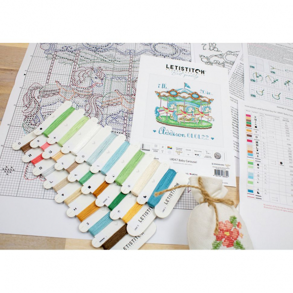 Набор для вышивания LETI арт. L8047 Детская карусель 16,5х15,5 см