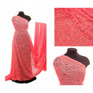 Кружевная ткань (гипюр) в нарезке с кордом арт.TBY.3036 шир.150см 130 г/м? цв.816 персик уп.5м