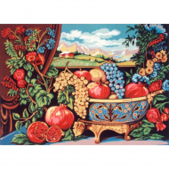 Канва жесткая с рисунком "Натюрморт гранаты в вазе"