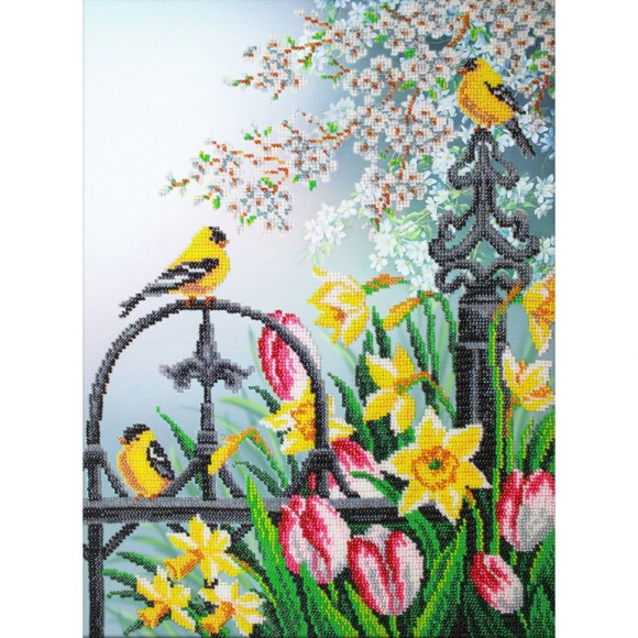 Набор для вышивания бисером ПАУТИНКА арт.Б-1296 Цветы весны 28х38 см