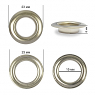 Люверсы сталь TBY.2093 №28 (? 15мм, h 6мм) цв. никель уп. 200шт