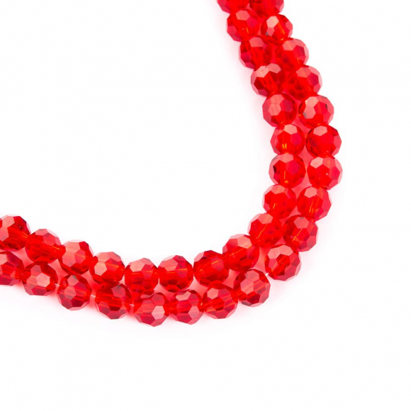 Бусины граненые Рондель (стекло) на нитях арт.TBY-R-2  6мм  цв.27 красный уп.50х100 бусин