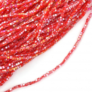 Бусины граненые (стекло) на нитях арт.TBY-C-1  2мм  цв.27 AB красный уп.2шт х50 бусин