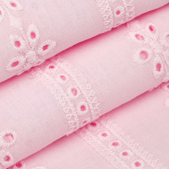Ткань шитье 100 г/м? 100% хлопок шир.150 см арт.TBY.Emb.8002.73 цв.73 розовый рул.14,62м