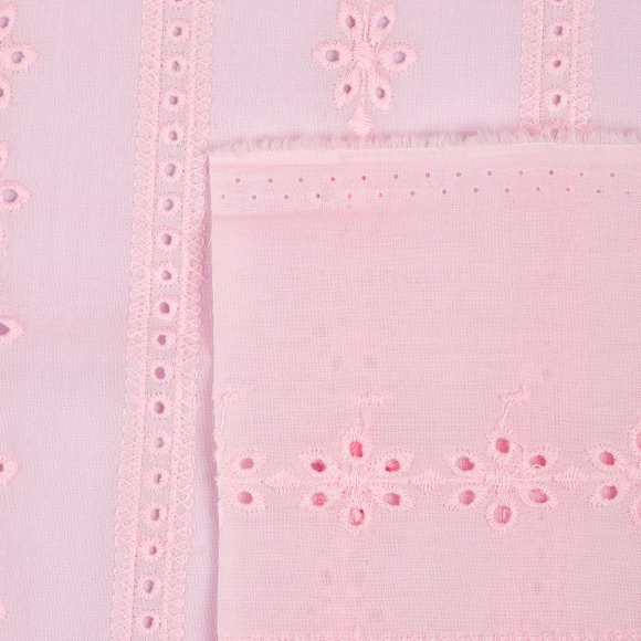 Ткань шитье 100 г/м? 100% хлопок шир.150 см арт.TBY.Emb.8002.73 цв.73 розовый рул.14,62м