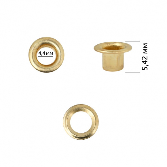 Люверсы сталь New Star №2 (? 4,4мм, h 5,42мм) цв.золото уп.500шт