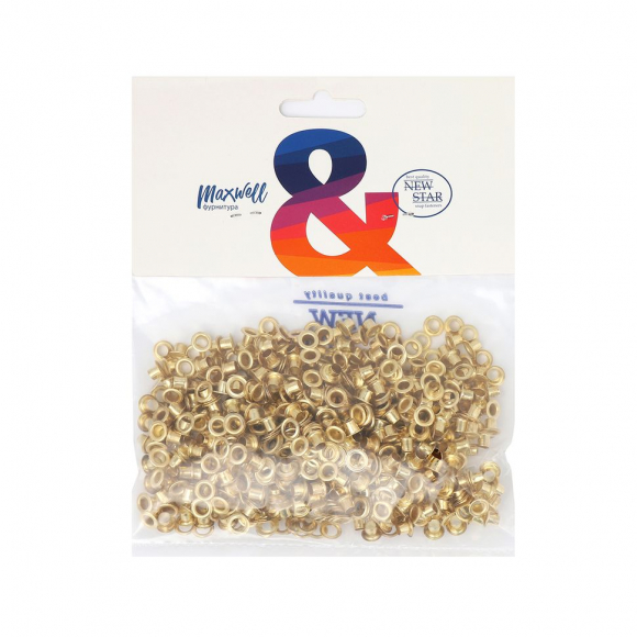 Люверсы сталь New Star №2 (? 4,4мм, h 5,42мм) цв.золото уп.500шт