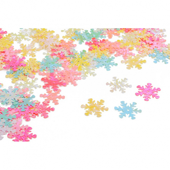 Пайетки россыпью TBY-FLK524 18мм цв.ассорти Снежинки уп.50г