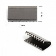 Наконечник-зажим для стропы металл TBY.1737 15х7,6мм цв.2 черный никель уп.50шт.