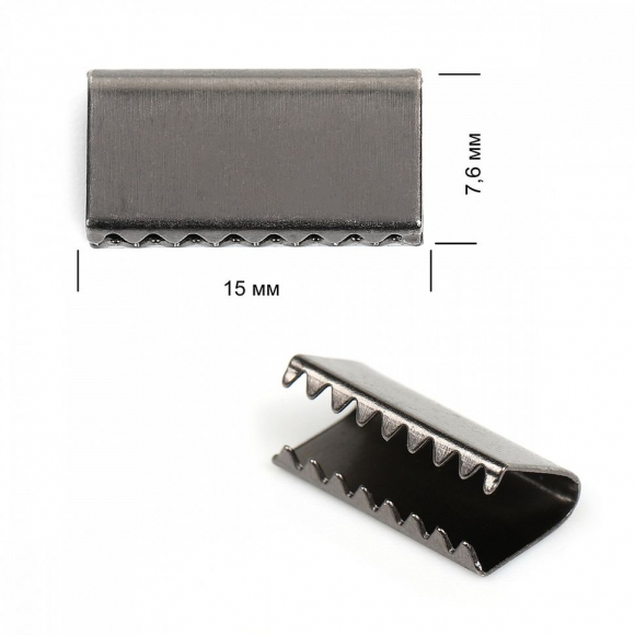 Наконечник-зажим для стропы металл TBY.1737 15х7,6мм цв.2 черный никель уп.50шт. Наконечник-зажим для стропы металл TBY.1737 15х7,6мм цв.2 черный никель уп.50шт.