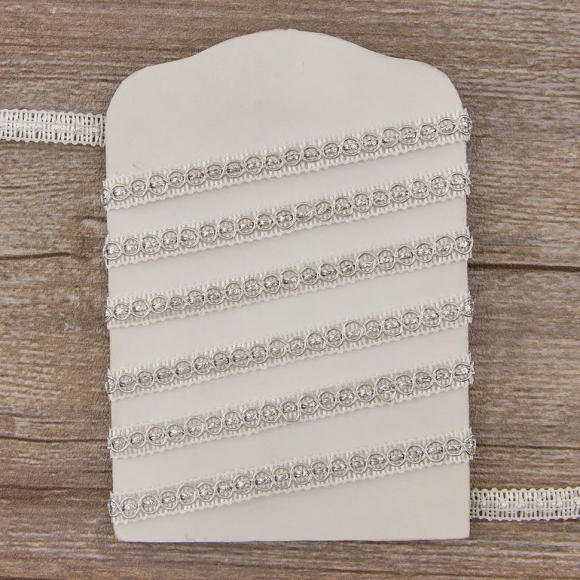 Тесьма PEGA декоративная, белая с люрексом, 9 мм