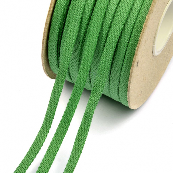 Шнур плоский х/б 08мм 6651К цв.008 зеленый уп.50м