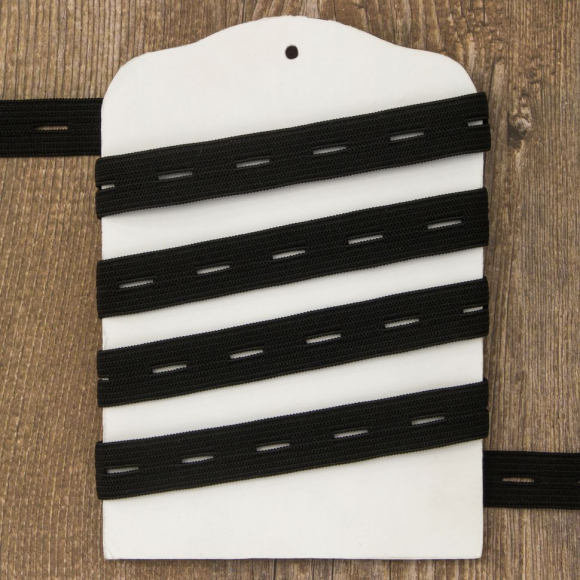 29959_Резинка перфорированная, 15 мм, цвет черный