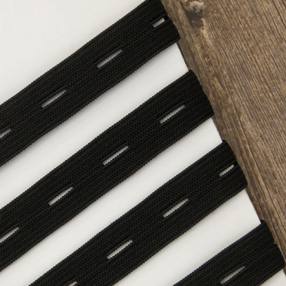 29959_Резинка перфорированная, 15 мм, цвет черный